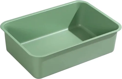Miniatura 7 de Caja de arena de acero inoxidable para gatos, caja de arena metálica de alta cara, bandeja abierta extragrande, a prueba de óxido, antiadherente