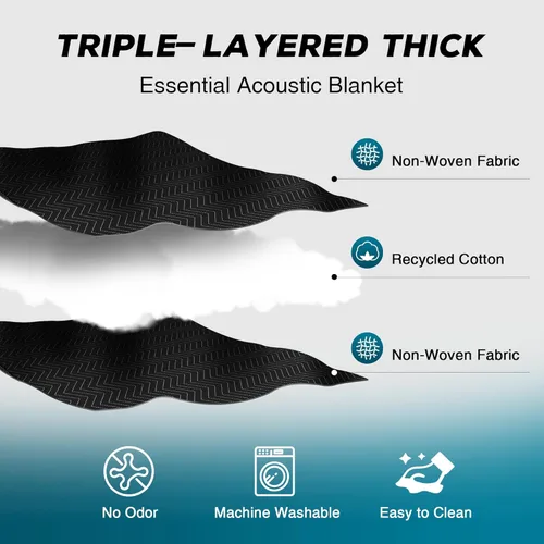 Miniatura 3 de 2 piezas de manta grande de amortiguación de sonido, 96" x 80" de absorción de sonido para estudio, manta acústica de estudio con cancelación