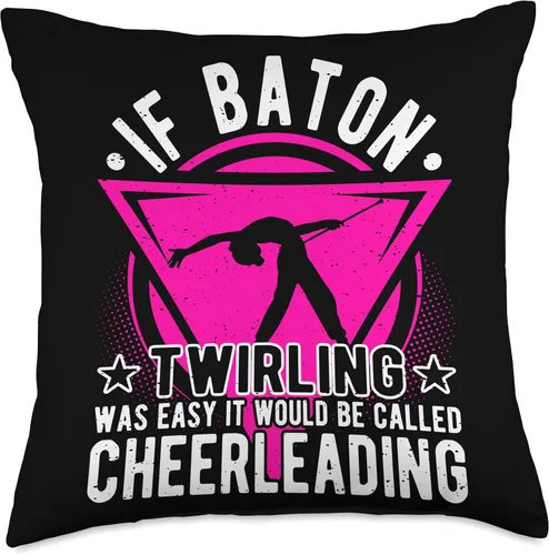 Baton Twirling Gifts For Girls & Majorettes Twirler, Cheerleading Joke, Dance Baton Majorette - Almohada de 18 x 18 pulgadas, multicolor