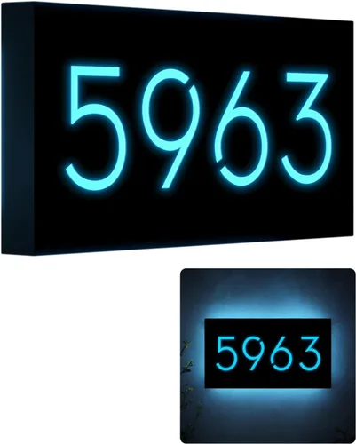 Miniatura 10 de Números de casa LED de 12V para casa, retroiluminación de calle, números de casa modernos personalizados, señal de dirección iluminada, placa de Luz