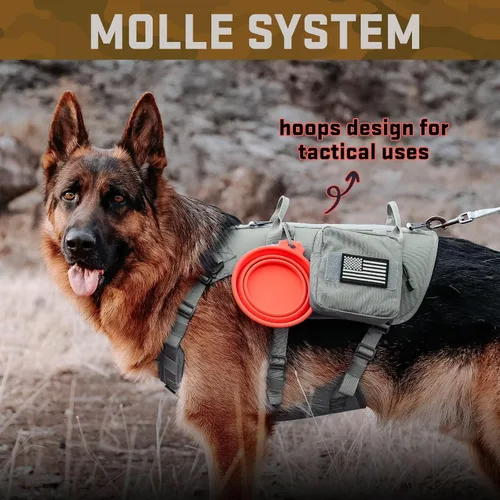 Miniatura 4 de Forestpaw Arnés Táctico para Perros Grandes, Collar Táctico para Perro con Conjunto de Correa Elástica, Arnés Militar para Perro Sin Tirones