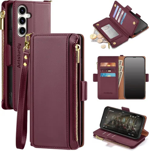 Miniatura 9 de Antsturdy Funda compatible con Samsung Galaxy S23 FE 5G con tarjetero para mujeres y hombres, funda de teléfono con bloqueo RFID, funda protectora