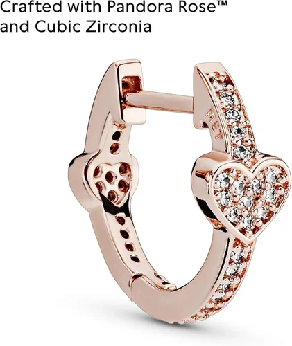 Miniatura 3 de Pandora Aretes de aro con corazones atractivos de rosas, Metal, N A