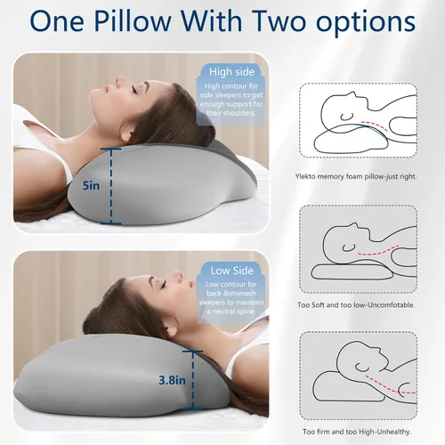 Miniatura 6 de Almohada cervical para dormir, almohada ergonómica de espuma viscoelástica para aliviar el dolor de cuello, almohadas para dormir de lado
