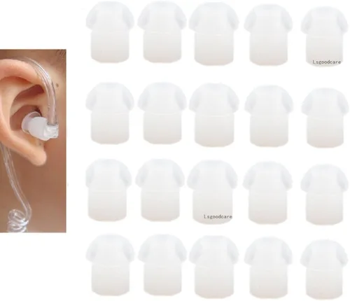 Lsgoodcare 20 piezas de almohadillas de silicona blanca suave con forma de hongo de repuesto cómodo, cubiertas de tubo acústico compatibles con