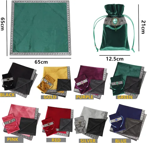 Miniatura 2 de Bolsa de cartas de tarot, mantel de mesa, mantel de tela de altar, brujería, astrología, adivinación, alfombrilla cuadrada de 25.6 x 25.6 pulgadas
