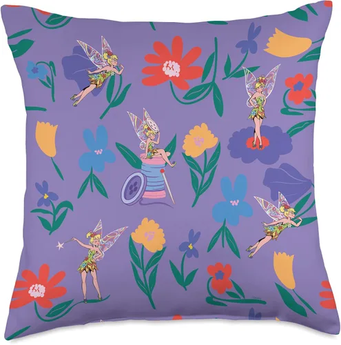 Miniatura 5 de Disney Princess Tinker Bell Flowers and Fairy Magic - Almohada de 16 x 16 pulgadas, multicolor