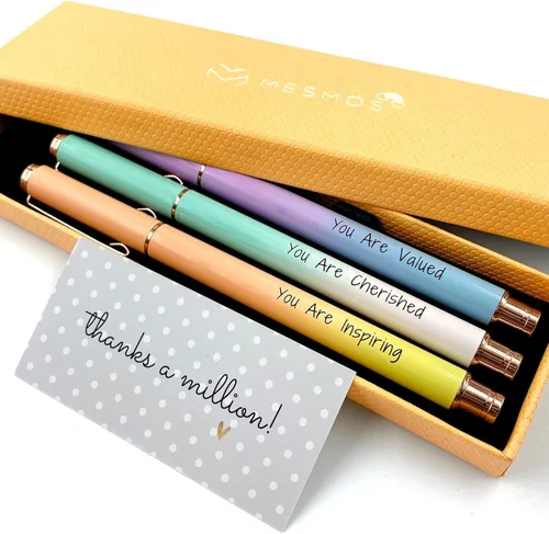 Miniatura 10 de MESMOS Juego de 3 bolígrafos de punta fina de 0.7mm con tinta de gel, juego de bolígrafos elegante para mujeres, regalos inspiradores para mujeres