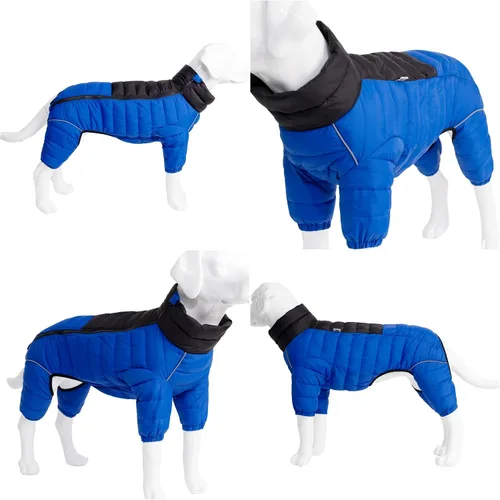 Miniatura 2 de Lovelonglong Abrigo para perro, chaqueta cálida para perro, 4 patas cubiertas, impermeable, resistente al viento, reflectante, chaleco cálido