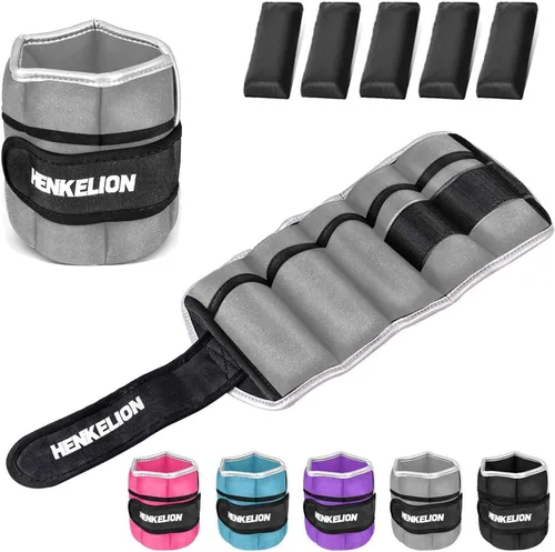Miniatura 8 de Henkelion - Juego de 1 par de pesas ajustables, tobillo y muñeca, 2, 3, 5 y 10 libras, para gimnasio, entrenamiento, correr, levantamiento de pesas
