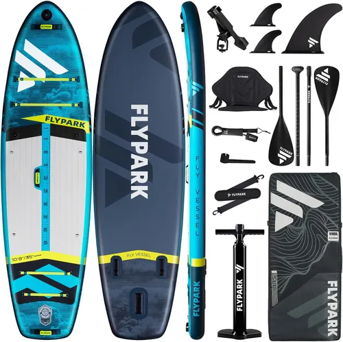 Flypark Tabla de remo inflable de 10'8/11'x35'' para pesca y familia, tabla de remo inflable extra ancha, 430 libras, 3 personas, tabla de remo de