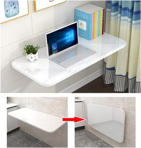 Miniatura 5 de Mesa plegable de hojas colgantes para montar en la pared, escritorio de estudio flotante, escritorio de computadora, para mesa de comedor de cocina