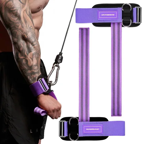 Miniatura 10 de MANUEKLEAR - Correas de muñeca antideslizantes para levantamiento de pesas, correas de levantamiento de pesas con anillos en D para entrenamiento