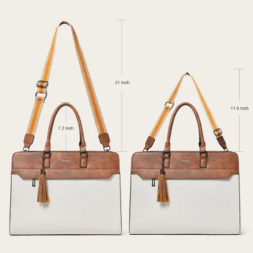 Miniatura 10 de Shrrie Bolsa para laptop de 17 pulgadas para mujer, bolsa de trabajo resistente al agua, maletín con bolso
