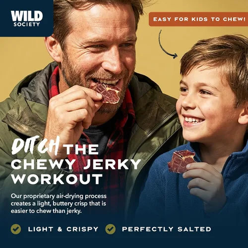 Miniatura 5 de WILD SOCIETY - Caveman Eats - Lonjas de Ribeye Alimentadas con Pasto - 95g de Proteína - Solo Ternera y Sal - 2 Ingredientes - Carne Seca de Res
