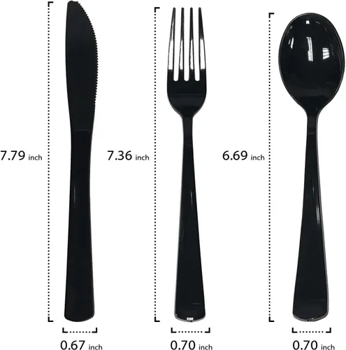 Miniatura 2 de Party Essentials Juego de cubiertos preenrollados desechables para fiestas, juego de cubiertos de plástico envuelto con servilleta, cucharas