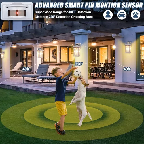 Miniatura 3 de Aplique de pared con sensor de movimiento para exteriores, iluminación blanca con sensor de movimiento del atardecer al amanecer, luces de pared