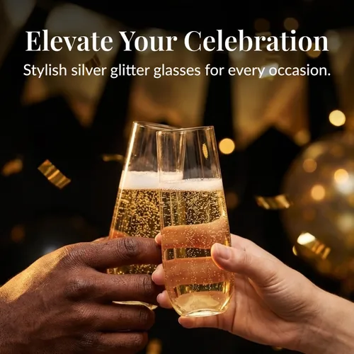 Miniatura 2 de Prestee 24 Copas de Champán de Plástico - Copas de Champán sin Tallo Resistentes de 9oz para Fiestas - Vasos de Brindis de Plástico Transparente