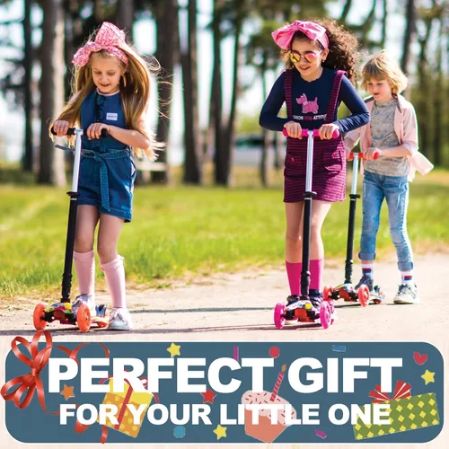 Miniatura 7 de 3-Wheel Kick Scooter for Kids Ages 3-8 Lean-to-Steer Toddler Scooter with Extra Wide Light Up Wheels, 4 Adjustable Heights, Foldable Scooters for