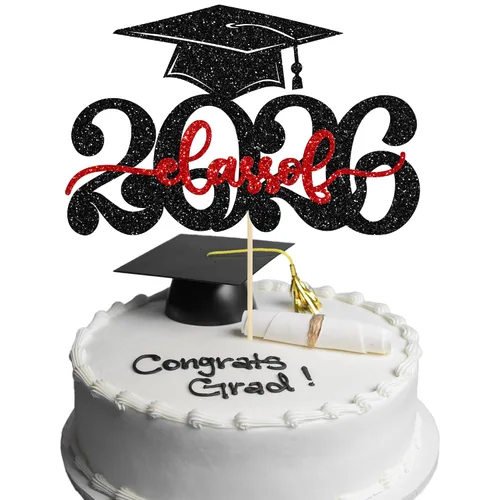 Miniatura 12 de Gyufise 1 decoración de pastel de graduación azul 2024 de felicitaciones para tartas de graduación 2024, decoración de pastel con purpurina