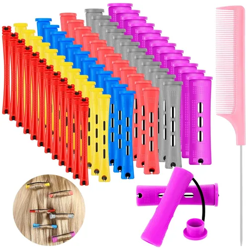 Miniatura 16 de 48 piezas de varillas para el cabello permanente, varillas cortas de onda fría, planchas de permanente de plástico, rulos para rizar el cabello