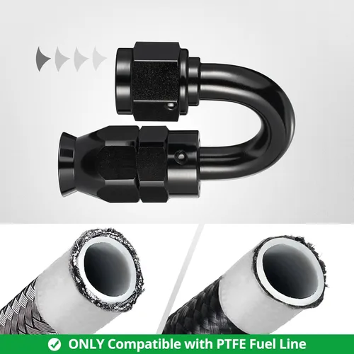 Miniatura 5 de EVIL ENERGY 6AN PTFE montaje extremo manguera montaje 180 grados negro para manguera de PTFE solamente 2PCS