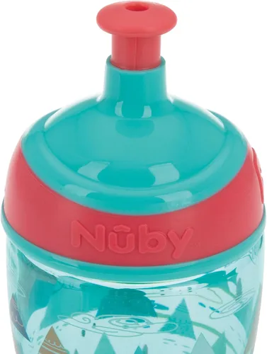 Miniatura 3 de Nuby Printed Kids Pop-Up Sipper Botella de agua con boquilla de flujo libre – 12 oz – Botella resistente a derrames – Apto para lavavajillas – Más