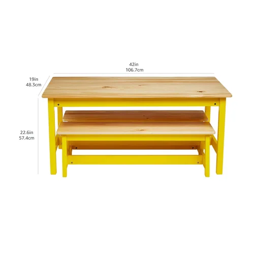 Miniatura 6 de Juego de mesa y banco para niños de Amazon Basics para interiores, color natural.