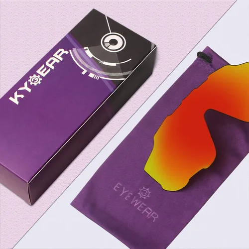 Miniatura 6 de Lentes de repuesto polarizadas antidecoloración antideslumbrantes de 0.472 in para gafas de sol Oakley Jawbreaker, Azul océano y rojo fuego
