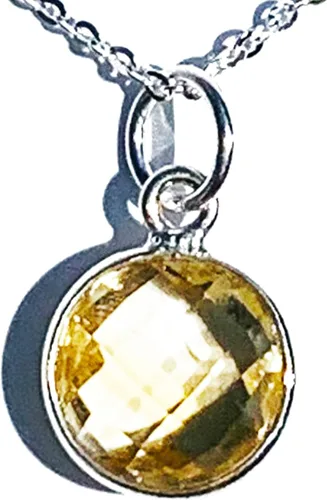 Miniatura 18 de Collar con colgante redondo, piedras preciosas naturales, labradorita, piedra lunar arcoíris, cristal, cuarzo rosa, amatista, citrino, plata de ley