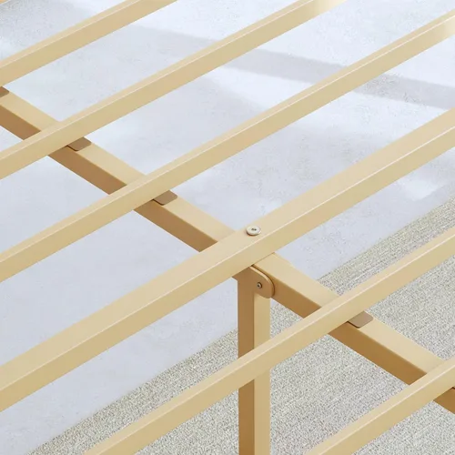 Miniatura 8 de BOSRII Base de cama de madera de bambú maciza de 12 pulgadas de alto tamaño individual con cabecero, listones de metal reforzados, sin ruido,