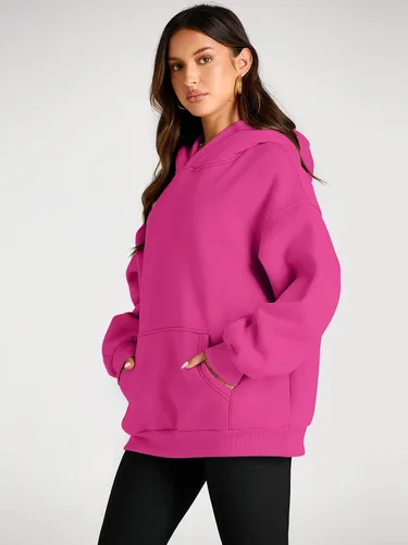 Miniatura 15 de Trendy Queen - Sudaderas extragrandes con capucha para mujer, suéteres de manga larga, sin botones, de vellón, de otoño, ropa de invierno