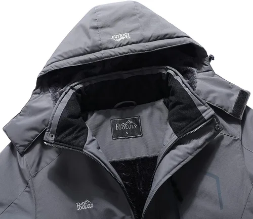 Miniatura 5 de Pooluly - Chaqueta impermeable de invierno, esquí, snowboard, para hombre, con capucha, rompevientos.