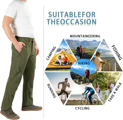 Miniatura 6 de Postropaky Pantalones de pesca para hombre de secado rápido ligeros impermeables para viajes al aire libre escalada pantalones elásticos