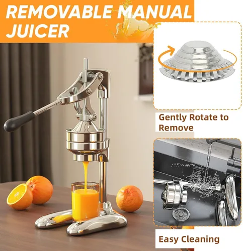 Miniatura 3 de Nisorpa Exprimidor manual de acero inoxidable Prensa de mano comercial Máquina exprimidora de cítricos Exprimidor de frutas Granada Naranja y Limón