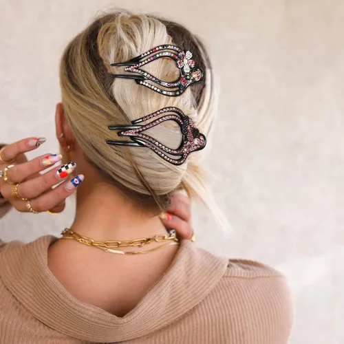 Miniatura 2 de Pinzas de pelo planas French Concord - 6 piezas, pinzas de pelo curvas sin deslizamiento, pinzas de agarre para volumen, pinzas de pelo para mujeres