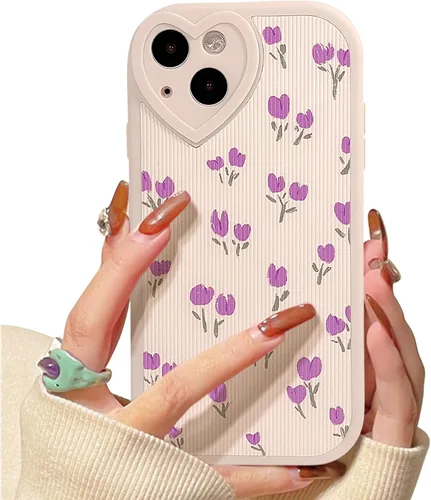 Lovmooful Funda compatible con iPhone 13, diseño floral con lente de amor, protector de parachoques para niñas y mujeres, TPU suave a prueba de
