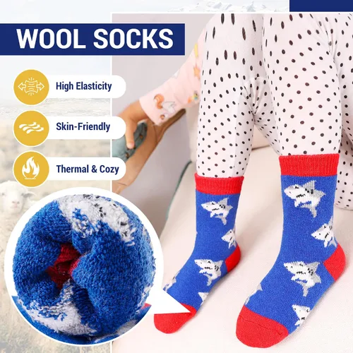Miniatura 57 de Eocom 6 pares de calcetines de invierno cálidos de lana para niños y niñas