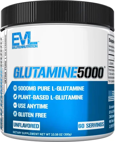 Suplemento en polvo puro de L-glutamina vegana – Evlution Nutrition refuerzo de óxido nítrico 0.18 oz L Suplemento de glutamina para recuperación