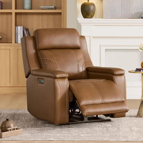 Miniatura 4 de Watson & Whitely Sillón Reclinable Extragrande que se Recuesta Completamente para Personas Grandes y Altas, Sillas Reclinables Eléctricas de Cuero