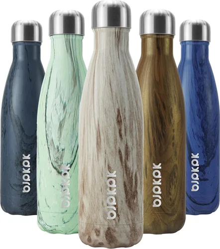 Miniatura 48 de BJPKPK Botella de Agua Aislada 17oz Botellas de Agua de Acero Inoxidable Apta para Lavavajillas Metal Térmica Mantiene Frío y Caliente, Gris Niebla