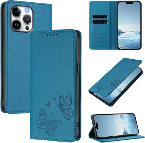 Miniatura 13 de Butterfly Embossed Leather Wallet Flip Case for Motorola Moto E22i 4G, Magnetic Closure, RFID Blocking Cover, Card Holder Black.