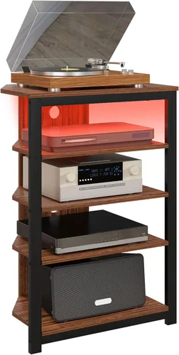 Miniatura 11 de HOMCOM Soporte multimedia con estante de audio de 4 niveles, estante de esquina para medios AV con gestión de cables para reproductores de DVD