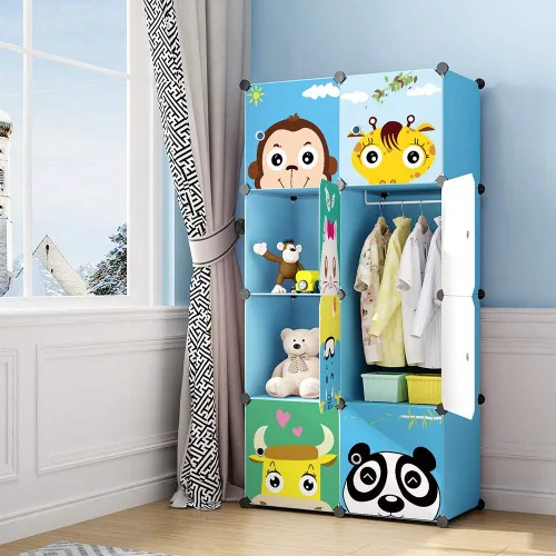 MAGINELS Armario para Niños Cómoda Infantil Lindo Armario Portátil para Bebé Dormitorio Armario Perchero de Almacenamiento de Ropa Organizador de