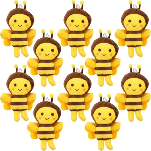 Mini juguetes de peluche de abeja, llavero de abeja de felpa para decoración de habitación, cumpleaños, baby shower, recuerdos de fiesta de animales
