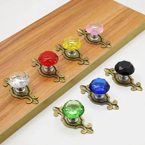 Miniatura 4 de HUAMULAN Paquete de 10 pomos de cristal para cajones con placa, pomos de puerta de armario con tornillos para cocina, baño, oficina, decoración