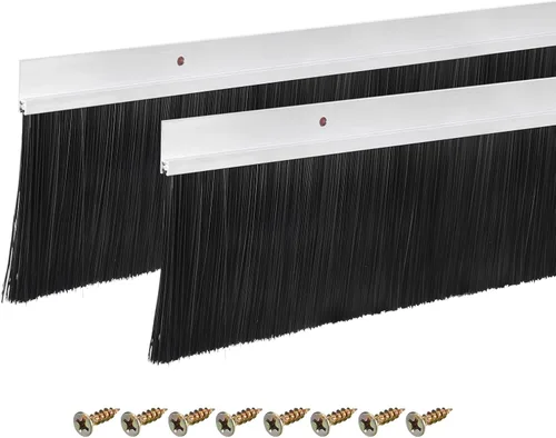Miniatura 34 de uxcell 2 piezas cepillo de puerta barrido inferior forma H base de aleación de aluminio con cepillo de nailon de 0.4 pulgadas para hogar, industrial