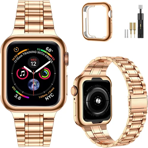 Miniatura 17 de MioHHR - Correa de acero inoxidable sólida compatible con Apple Watch de 1.5 pulgadas (Series 3/2/1) 1.6 pulgadas (Series SE/6/5/4) 1.61 pulgadas