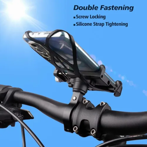Miniatura 2 de ROTTO Soporte de teléfono para bicicleta, soporte para teléfono celular, todo de aluminio con rotación de 360 ° ajustable