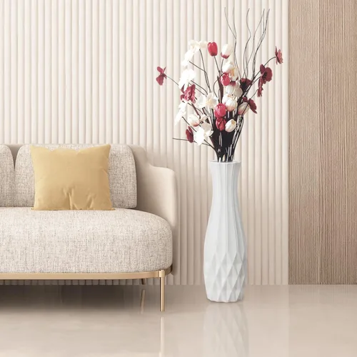 Miniatura 8 de Jarrón grande de cerámica de 17.7 pulgadas de alto, floreros altos de flores blancas modernas para oficina, hogar, granja, decoración de sala